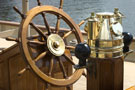 Atlantic Schooner, ship's binacle (compass) and wheel...