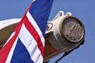 Schooner Atlantic, main Sitka Spruce boom and flag...
